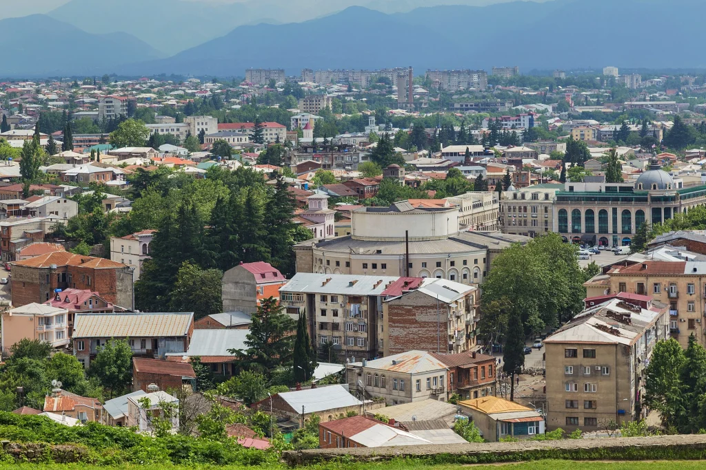 View over the city of Kutaisi, one of Georgia's major urban centres.
