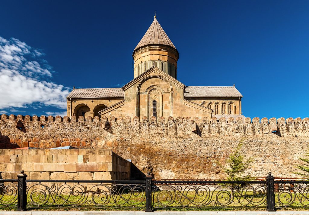 Svetitskhoveli Cathedral in Mtskheta, a major center for Georgian Orthodox Easter observances.