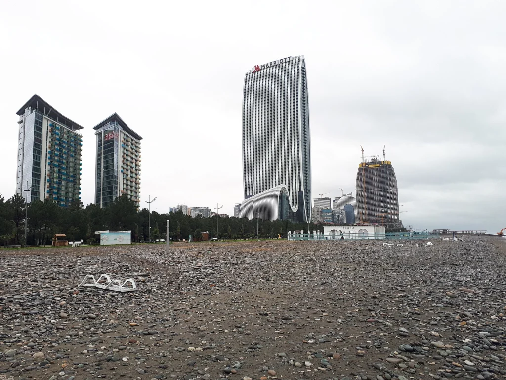 Modern high-rise skyline along the Black Sea coast at Batumi, the trip's final stop.