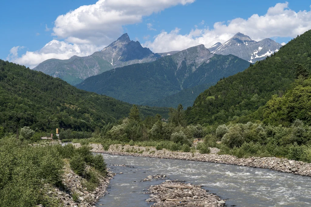 The Rioni River near Oni, along the route of the reopened road.