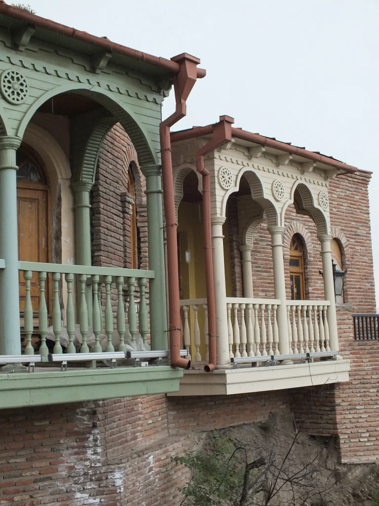 Renovated balconies in Tbilisi's Old Town, a popular area for international visitors.