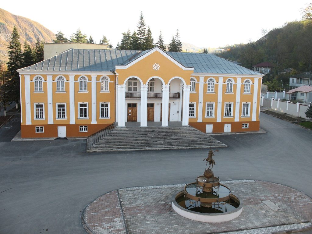The town theatre and square in Ambrolauri, host of the Gemo Fest Racha.