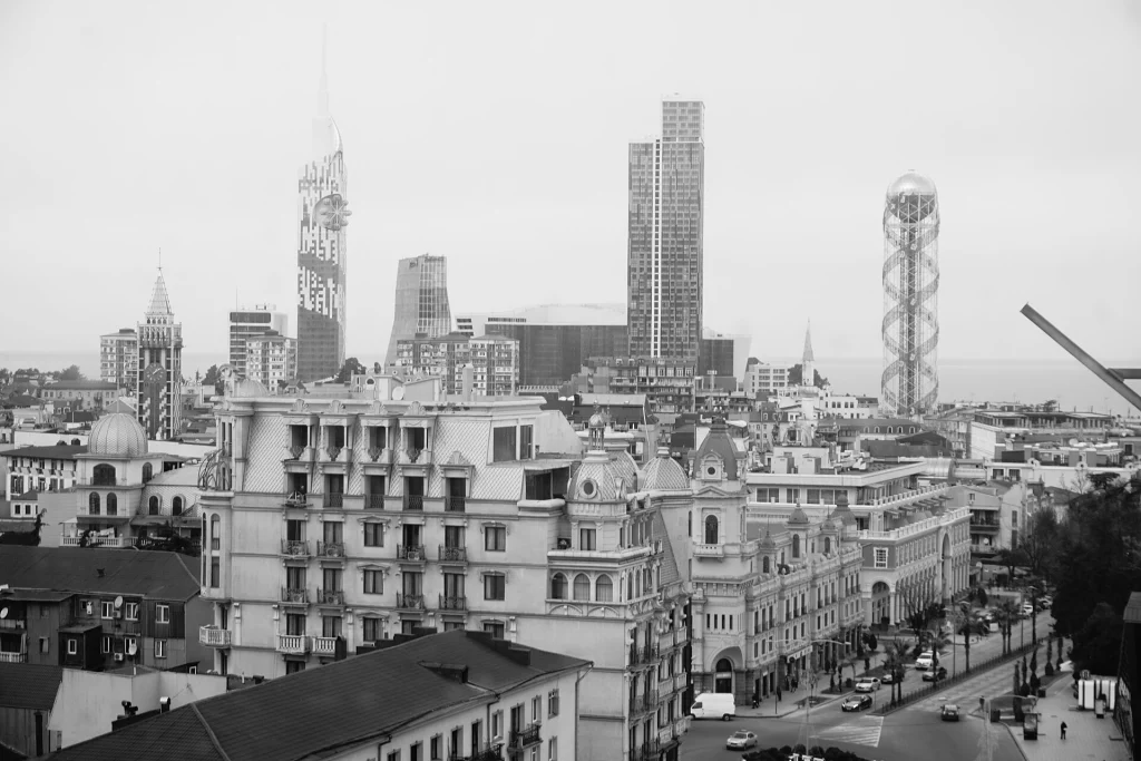 Batumi skyline with the distinctive Argo Cable Car gondola overlooking the city.