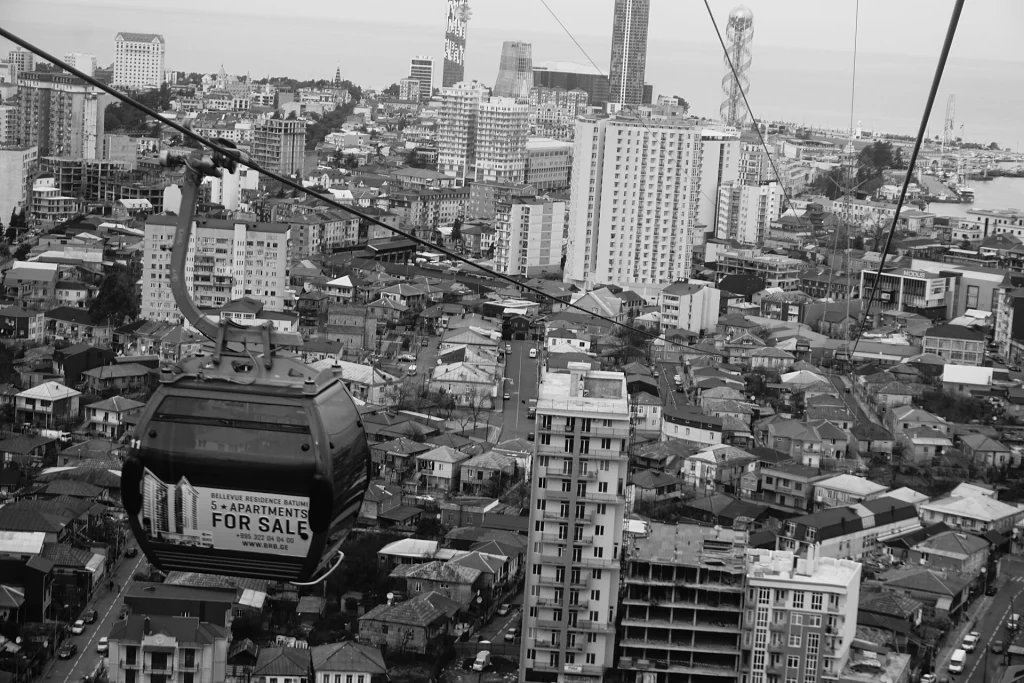 Cable car over Batumi, a popular Georgian Black Sea resort city.