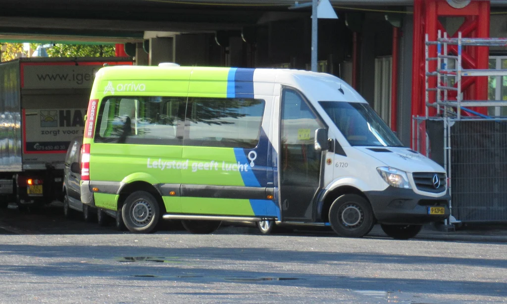 A Mercedes-Benz Sprinter minibus in profile, similar to the 16–20 seat tour vehicles offered in Georgia.
