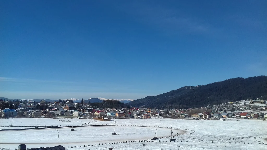 Panoramic view of Bakuriani, Georgia's main ski resort for beginner lessons and schools.