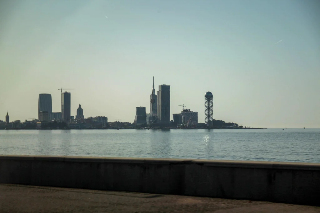 Batumi's modern seaside skyline as seen from across the bay.