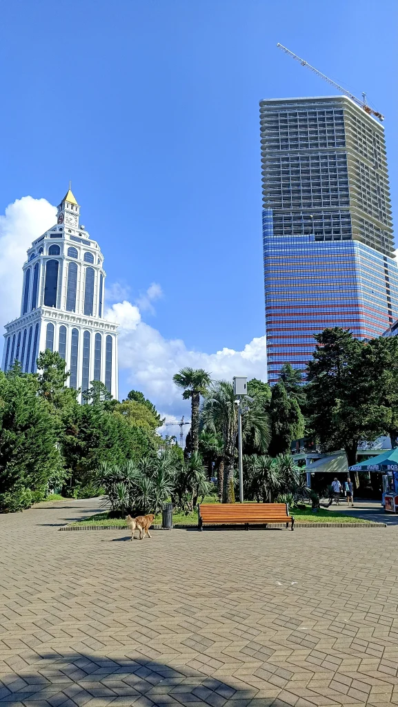 Batumi's modern skyline including the Dolphinarium tower, in Adjara region.