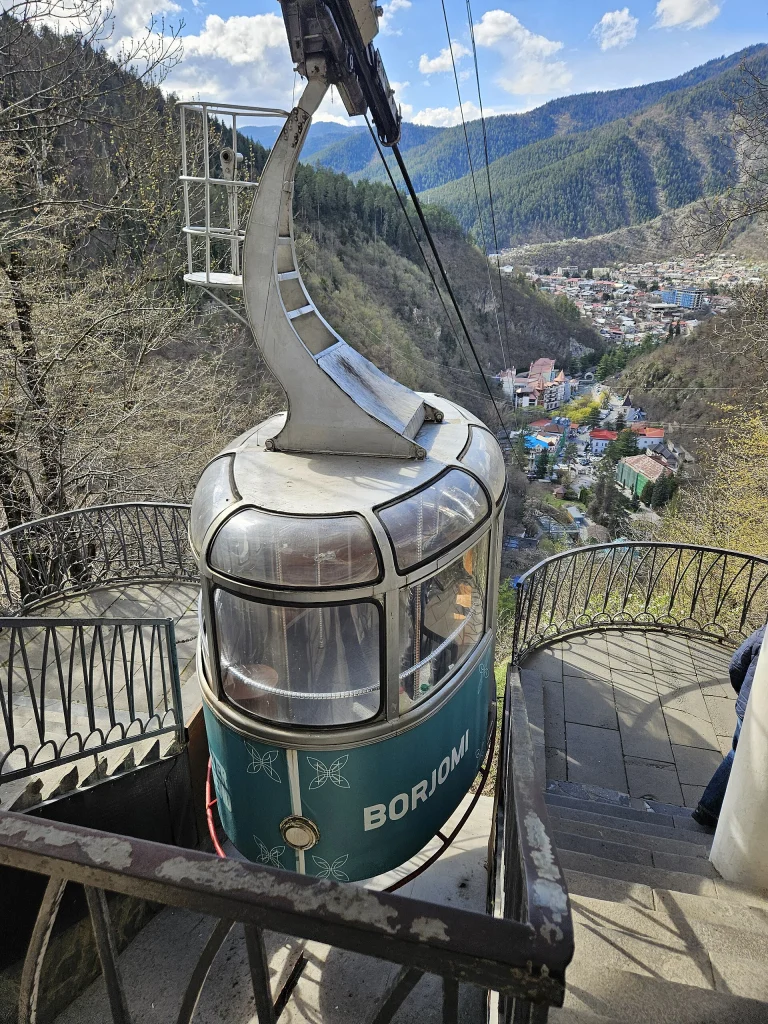 The cable car in Borjomi offers views over the spa town set among forested mountains.