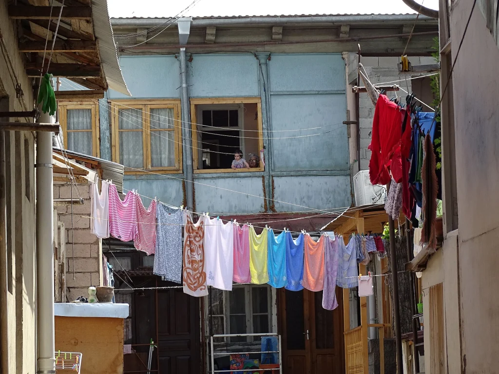 A courtyard in Tbilisi's Old Town, Georgia, the nation whose currency is the lari.