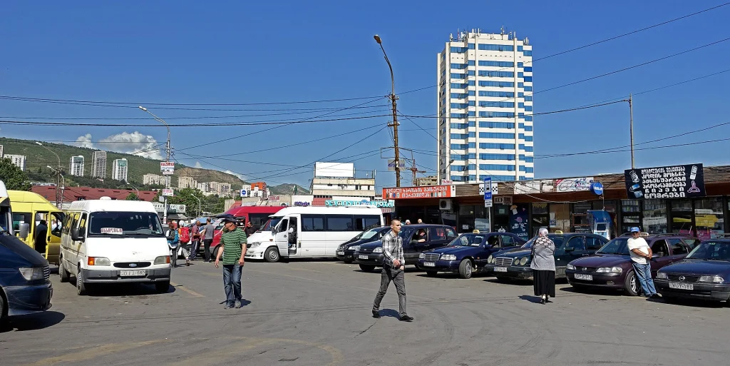 Didube bus station in Tbilisi, departure point for marshrutkas to Batumi.