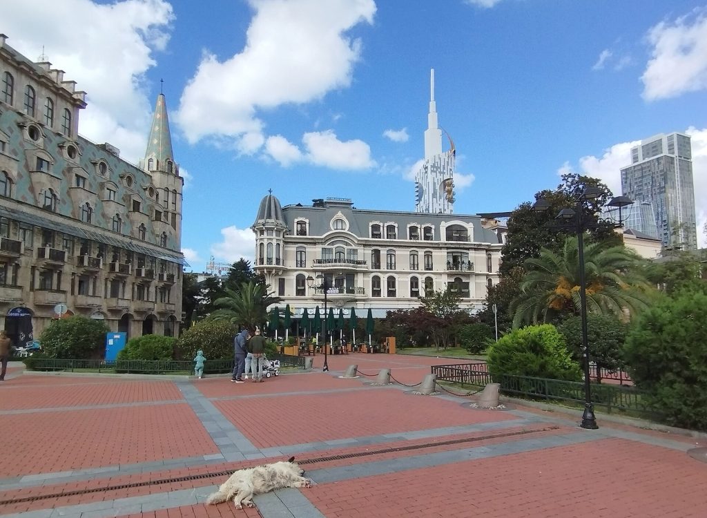 A wide view of Europe Square with its historic buildings where the two-day festival unfolds.