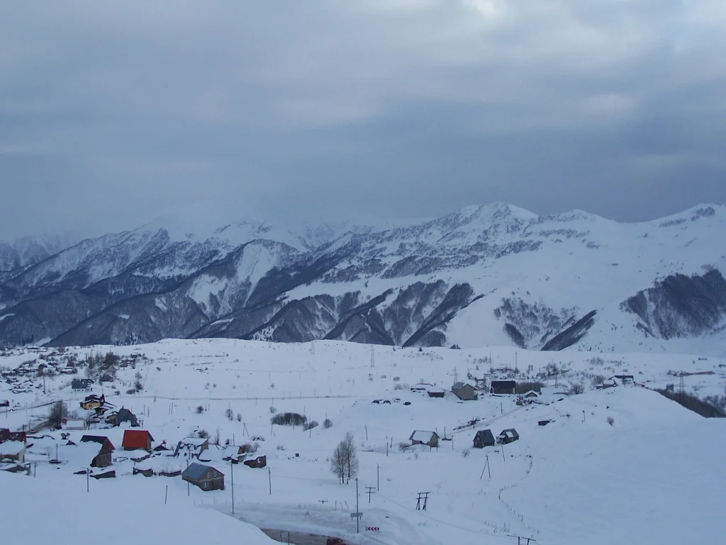 Snow blankets the Gudauri ski resort village ahead of the winter season opening.