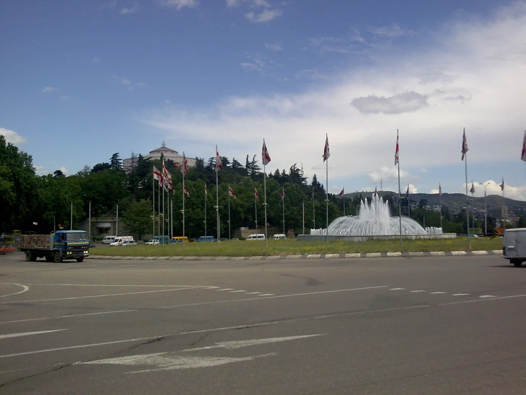 Heroes' Square fountain in Tbilisi, part of the city's public water infrastructure.
