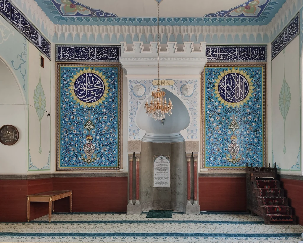 Interior of Tbilisi's Juma Mosque, a prayer option for Muslim travellers from Kuwait.