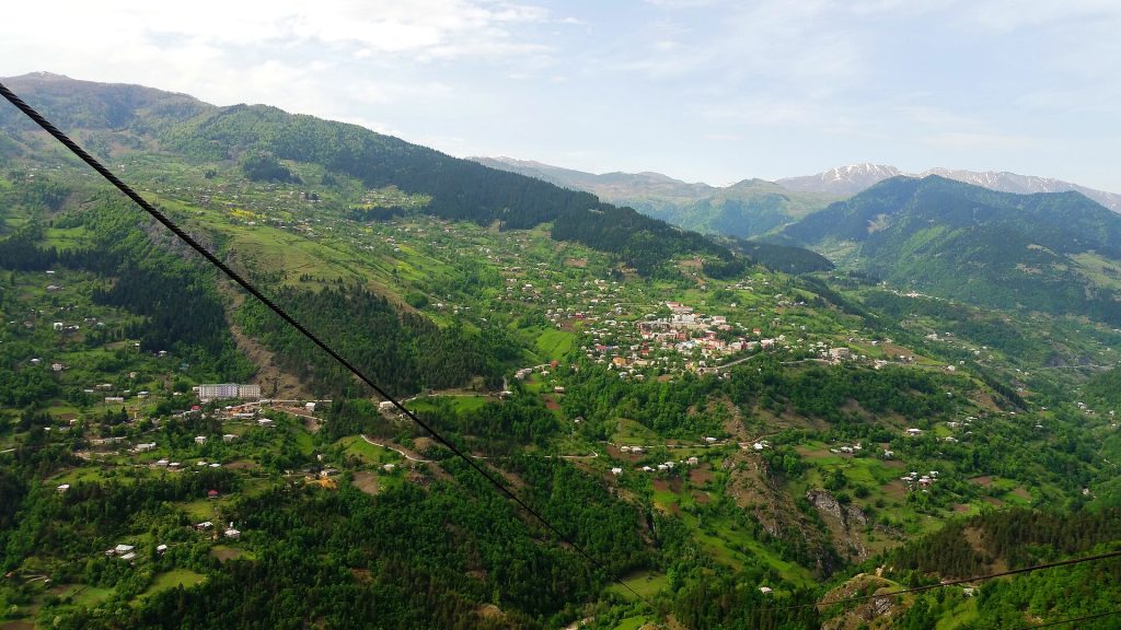 View over Khulo from the Tago cableway, the gateway town to the Chuduraul highlands.