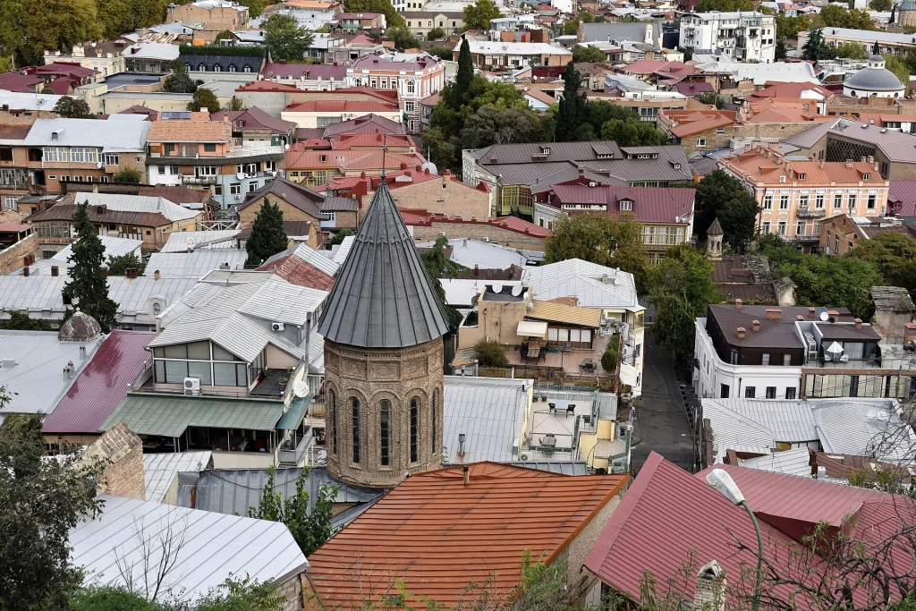 Rooftops of Old Tbilisi with the lower Betlemi Church, a typical first sight for visitors.