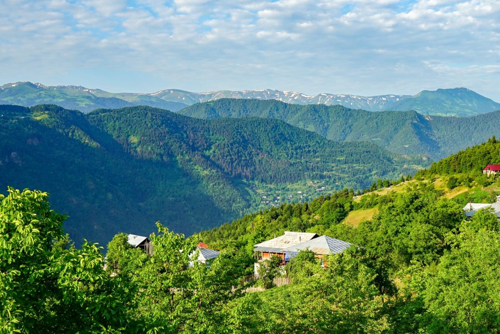 Mountain panorama viewed from Khulo, the town closest to the Zortikeli highland gathering.