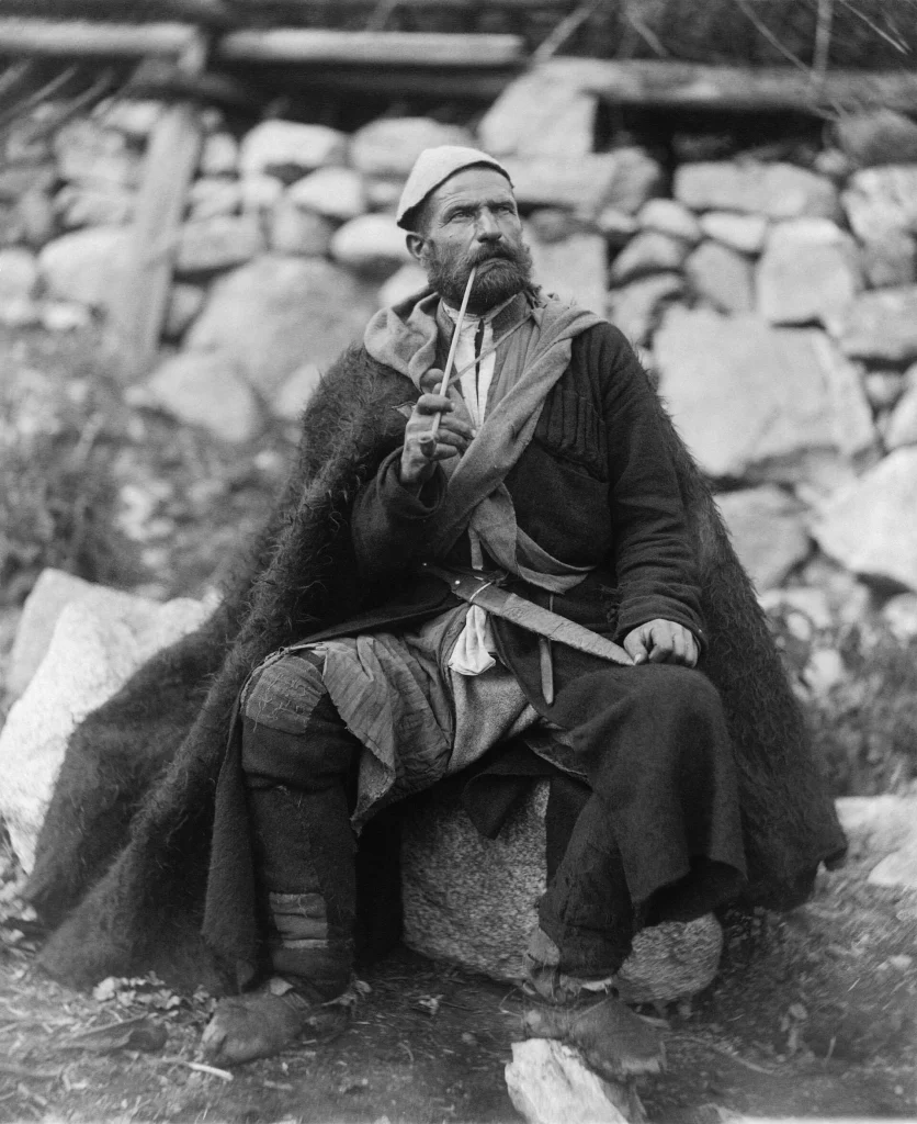 A local man in traditional dress in Mestia, Svanetia, Georgia.
