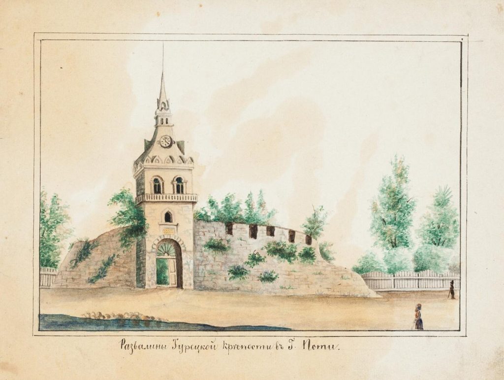 The historic Niko Nikoladze Tower, a landmark of Poti's waterfront.