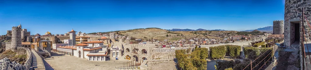 Panoramic view of Rabati Castle's walls and towers overlooking Akhaltsikhe.