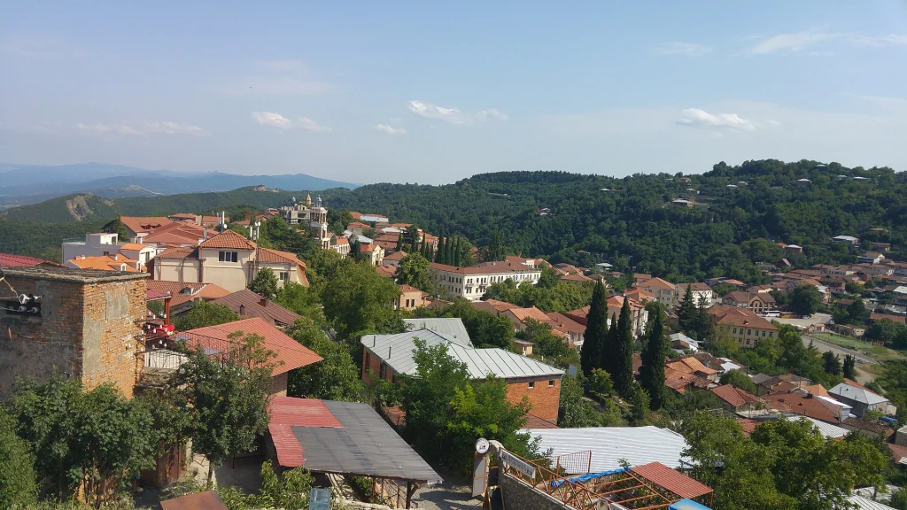 Red-tiled rooftops of Sighnaghi, the hilltop wine town in Kakheti.
