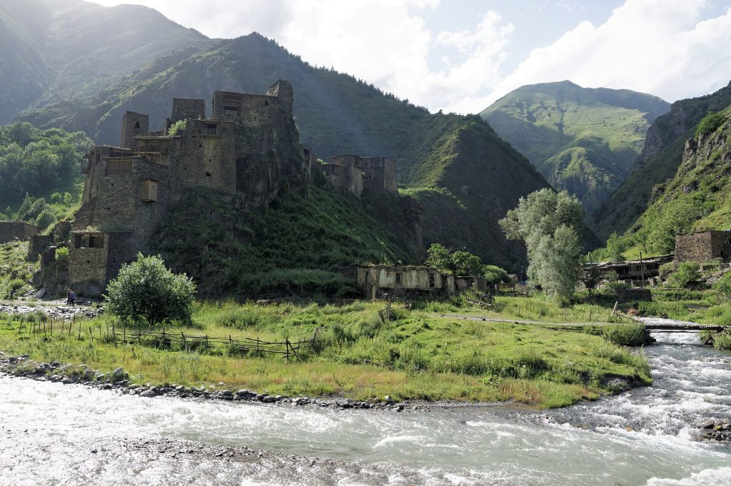 The medieval stone fortress of Shatili, built between the 7th and 13th centuries.