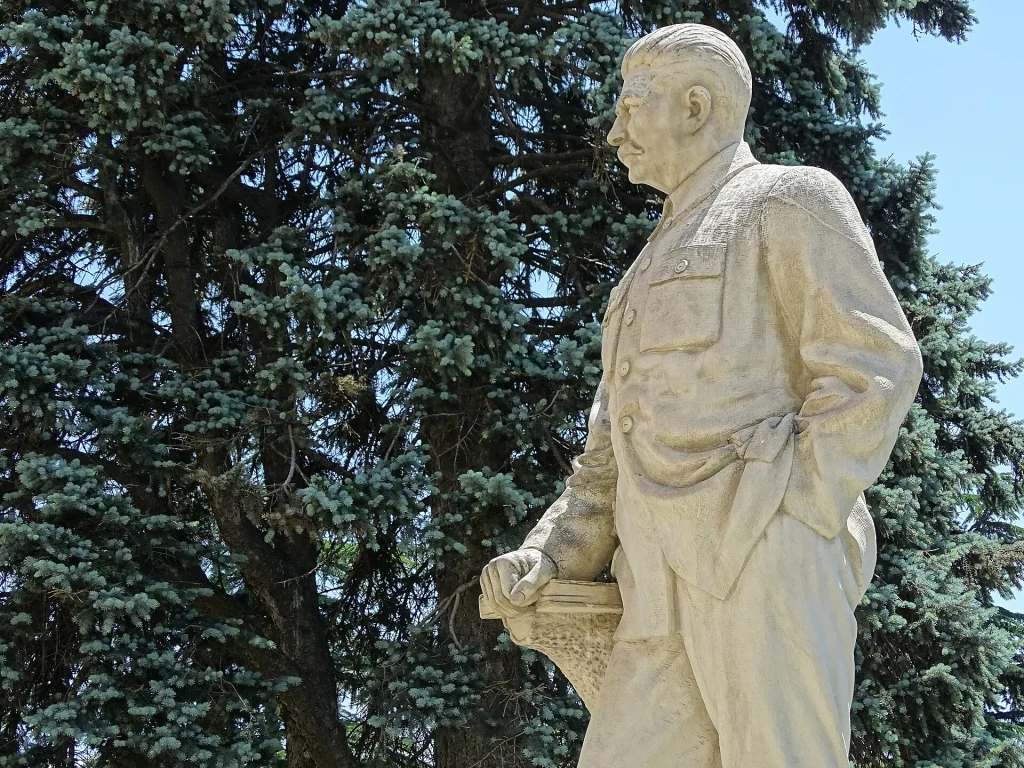 Statue of Stalin standing outside the Stalin Museum in Gori.