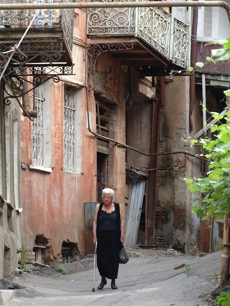 A quiet lane in Tbilisi's Old Town, typical of the city centre travellers explore.