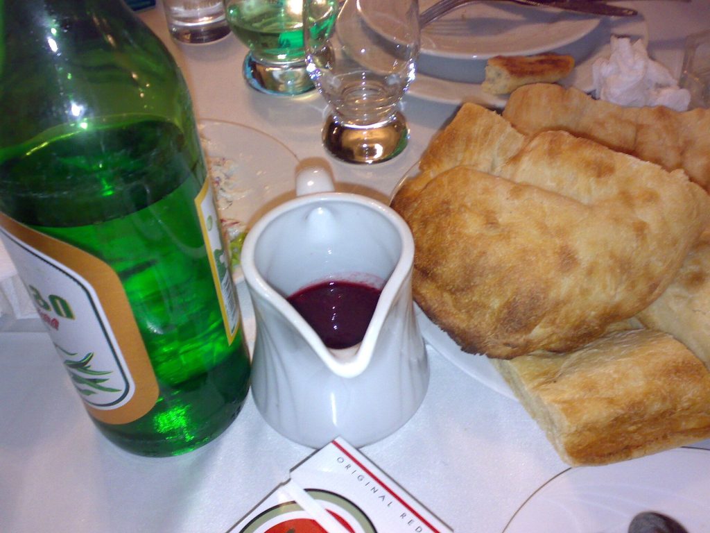 A traditional Georgian supra table, the feast at the heart of Kareloba celebrations.