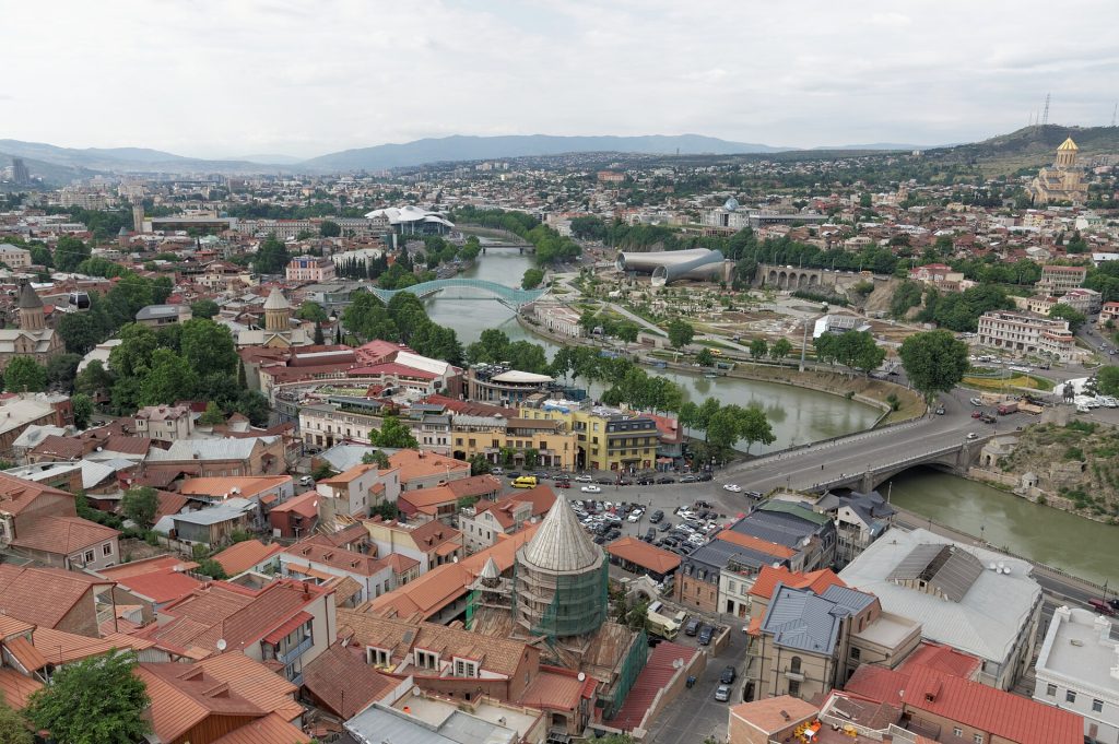 Panoramic view of Old Tbilisi, the historic heart through which the marathon route passes.