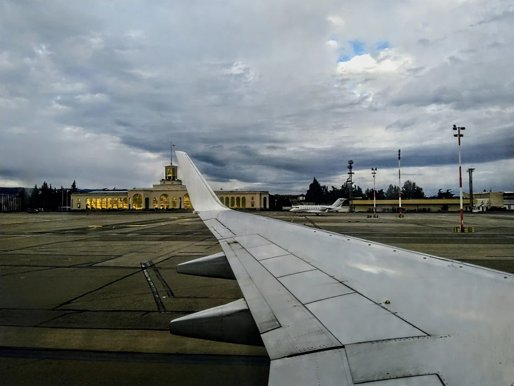 Tbilisi International Airport, the usual arrival point for Spanish travellers via connecting hubs.