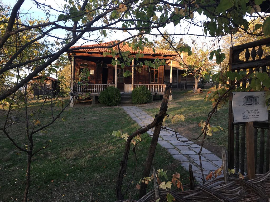 Gurian 'oda' house at Tbilisi's open-air ethnography museum, part of the nationwide celebrations.