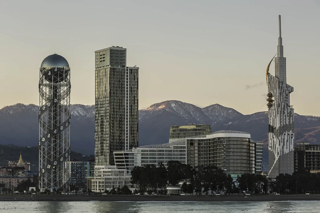 Skyline of Batumi, a major Georgian city on the Black Sea coast.