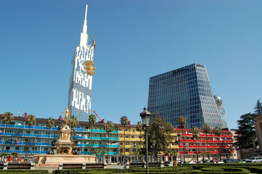 Batumi's Radisson Hotel and nearby square illustrate venues suited for incentive and conference travel.