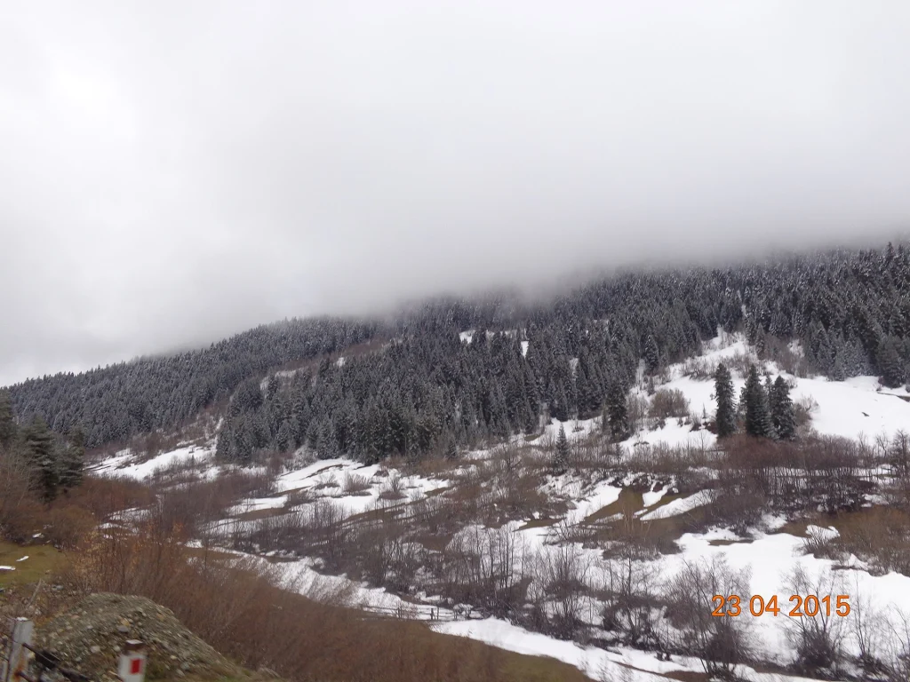 A scenic unnamed mountain road near Mestia in the Svaneti region of Georgia.