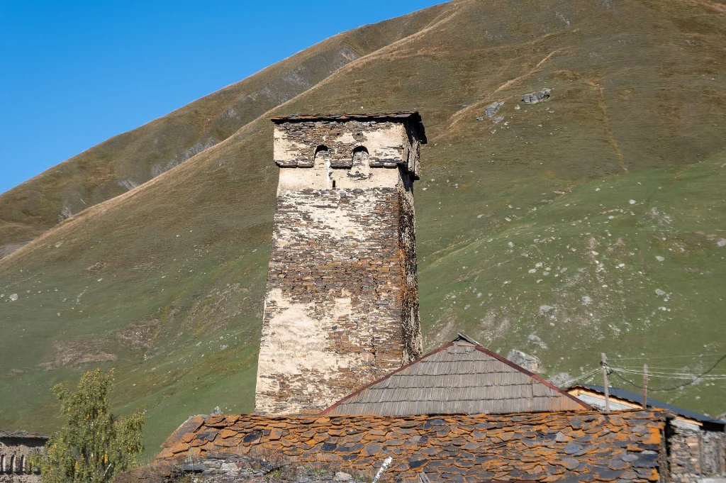 The medieval stone towers of Ushguli mark a key waypoint on the Svaneti trekking section.