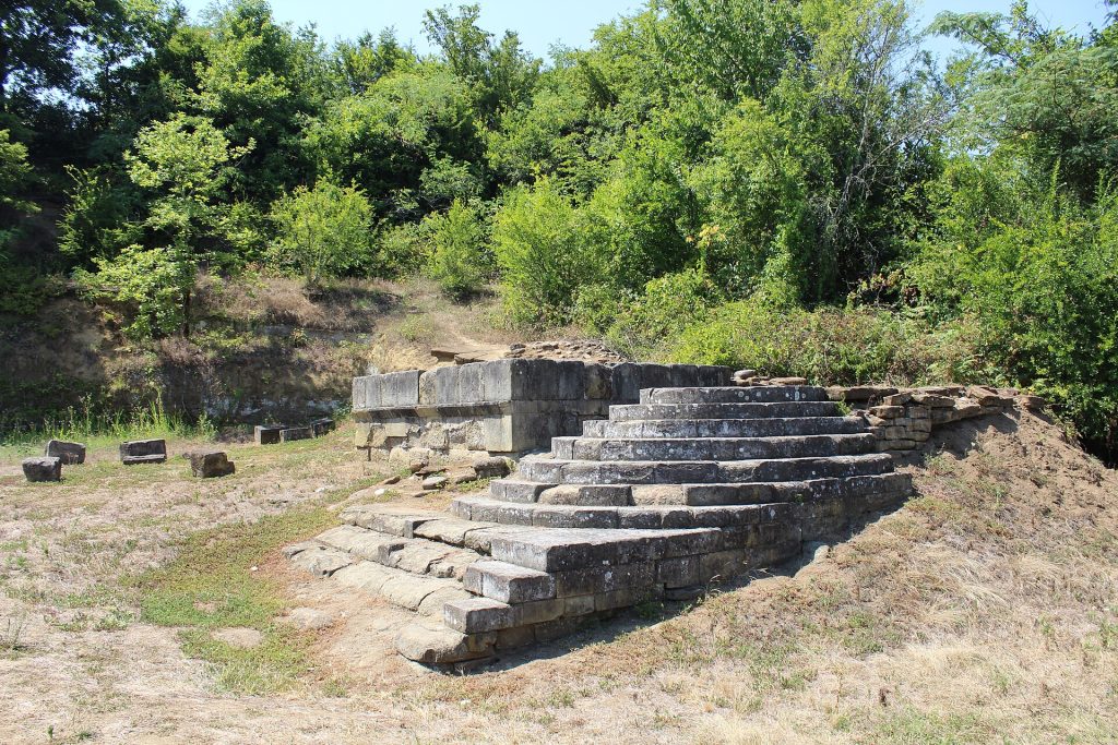 The twelve-stepped altar at Vani Archaeological Museum, centerpiece of the town's Colchian heritage.