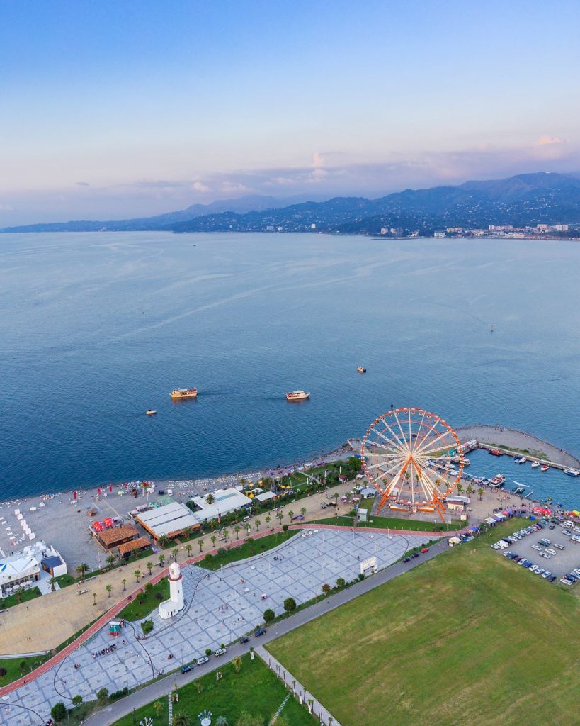 Aerial view of Batumi Boulevard, the seaside promenade that hosts the annual Honey Festival.