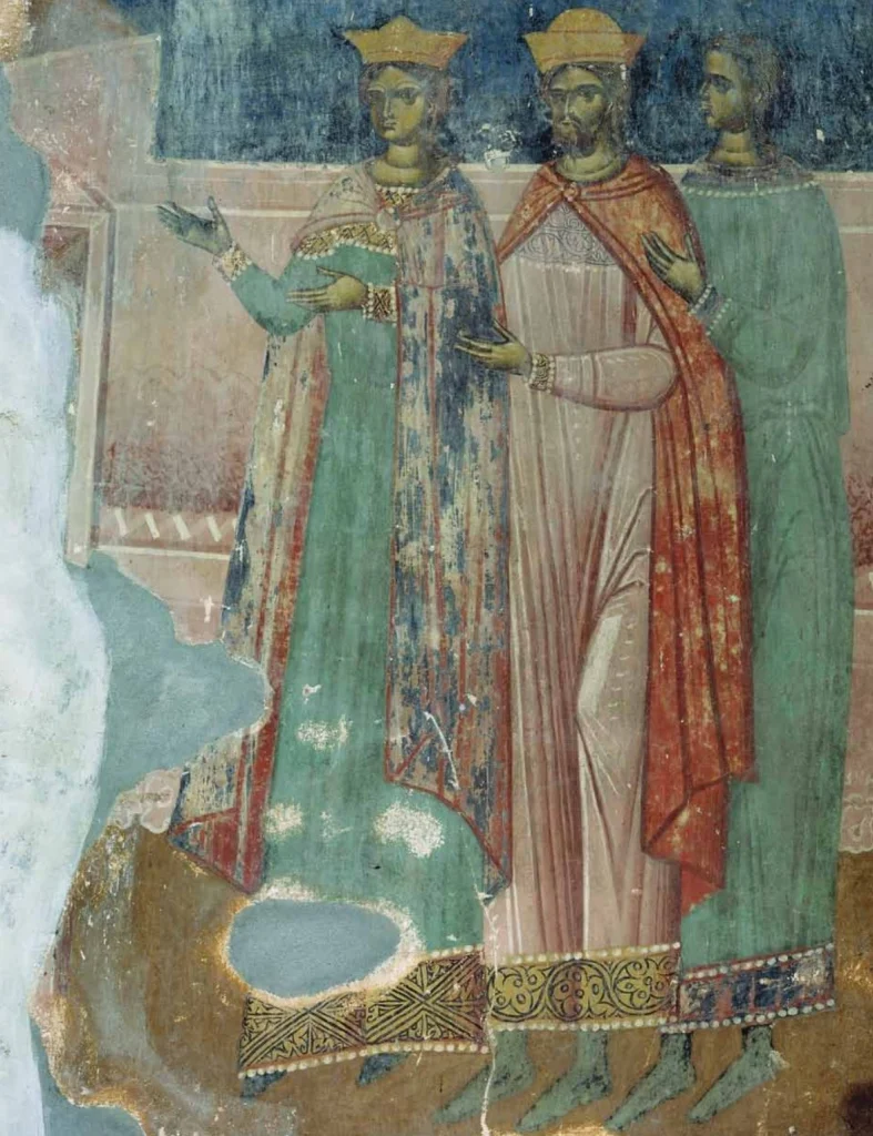 A fresco of King Levan of Kakheti and his wife Tinatin from the Akhali Shuamta monastery.