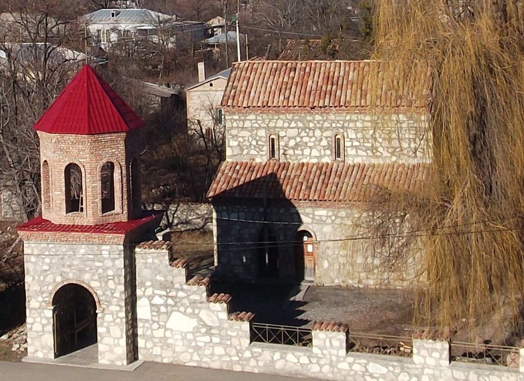 The stone church of Tianeti, a central landmark of the town during its annual festival.