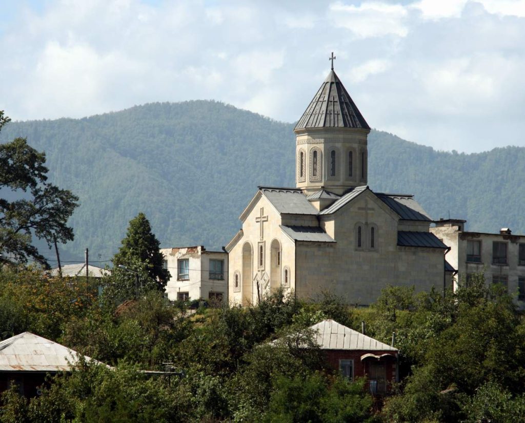 Zestaponi's hilltop church overlooks the town, a landmark seen during Zestaponoba celebrations.